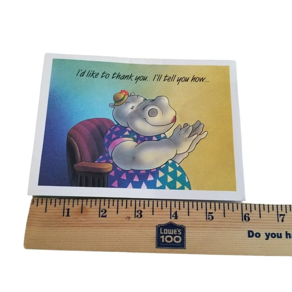 Vintage Thank You Card Pop Up Hippo Hippopotamus Hong Kong Ottenheimer Unused